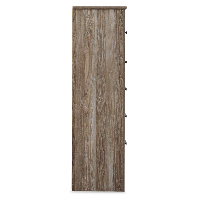 Transitional Gray 5-Drawer Engineered Wood Chest