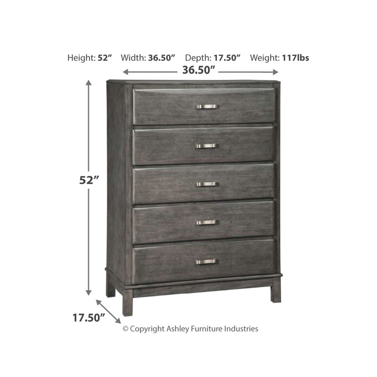 Contemporary Gray 5-Drawer Dresser with Dovetail Construction