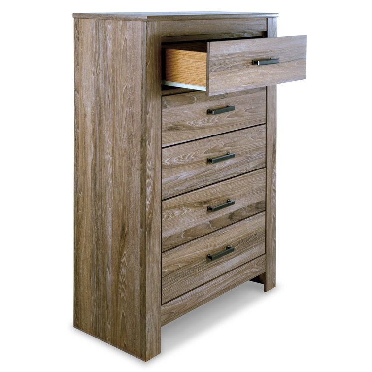 Transitional Gray 5-Drawer Engineered Wood Chest