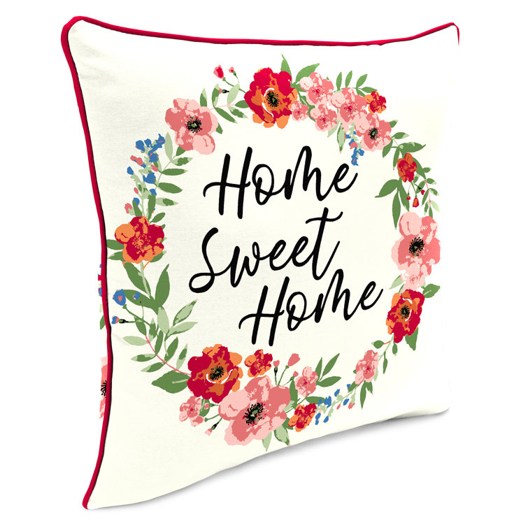 16'' x 16'' Home Sweet Home Floral Reversible Outdoor Throw Pillow