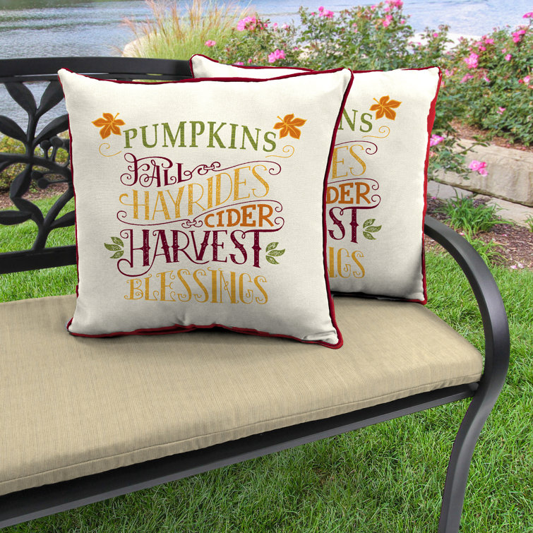 16" Square and Lumbar Outdoor Fall Throw Pillow Set