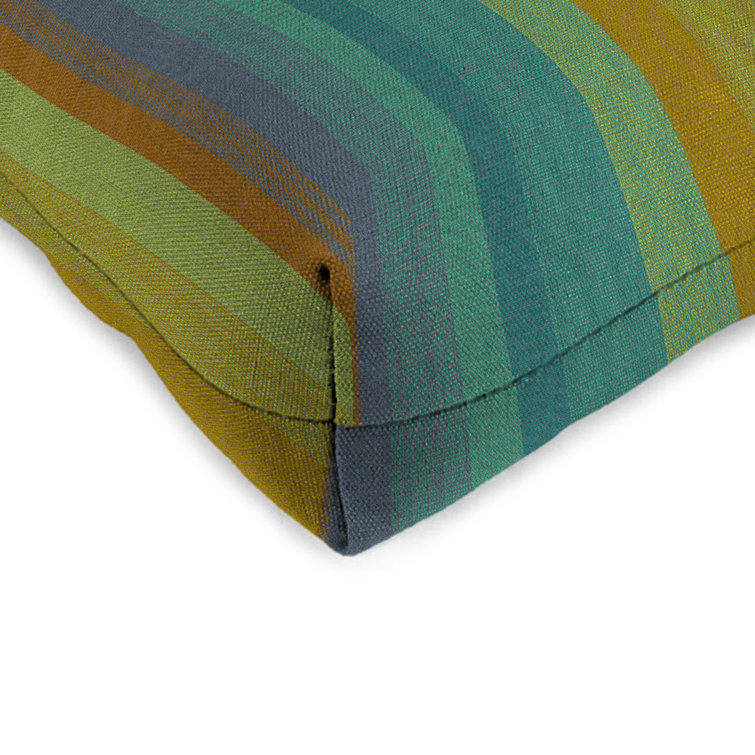 19" x 19" Green and White Polyester Outdoor Wicker Seat Cushion Set