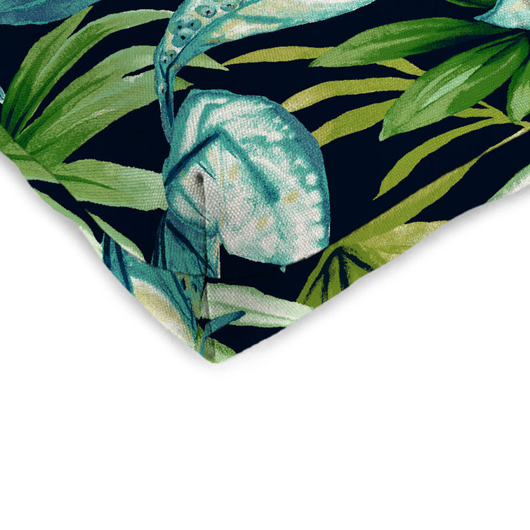 Turquoise Tufted 19" Outdoor Wicker Seat Cushions Set of 2
