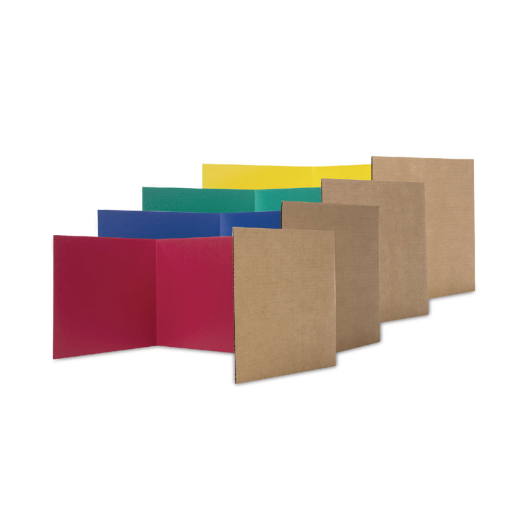 Assorted Color Foldable Tri-Fold Privacy Carrels, 12" x 48"
