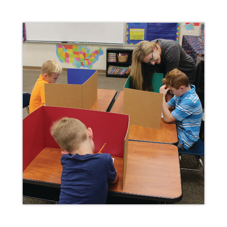 Assorted Color Foldable Tri-Fold Privacy Carrels, 12" x 48"