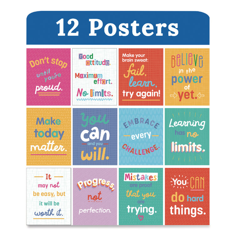 Inspirational Growth Mindset Quote Poster in Wooden Frame
