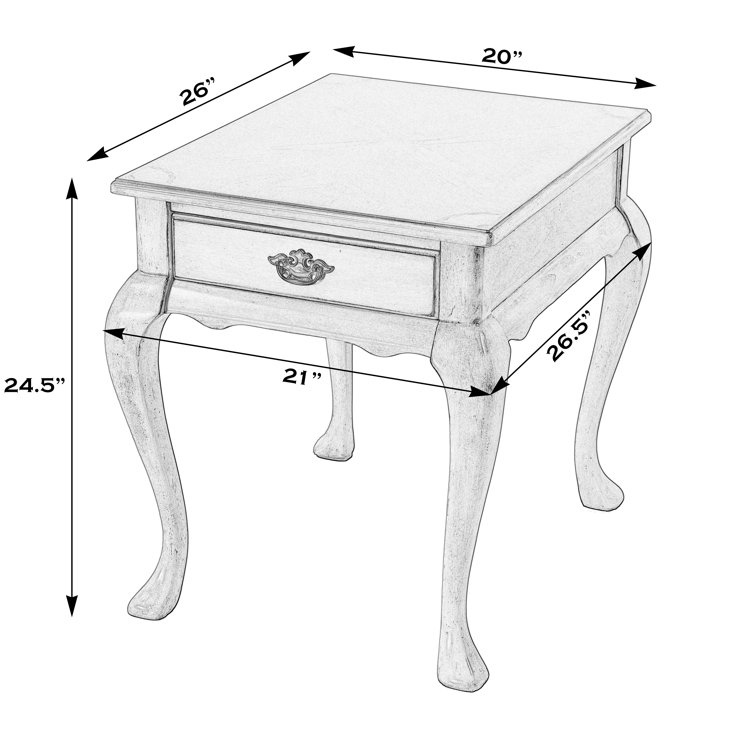 Antique Beige Traditional Wood End Table with Storage