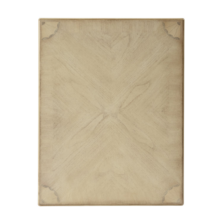 Antique Beige Traditional Wood End Table with Storage