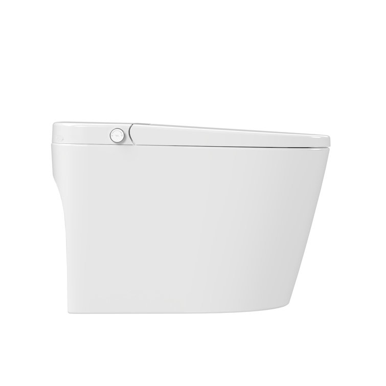 White Elongated Smart Toilet with Heated Seat and Dryer