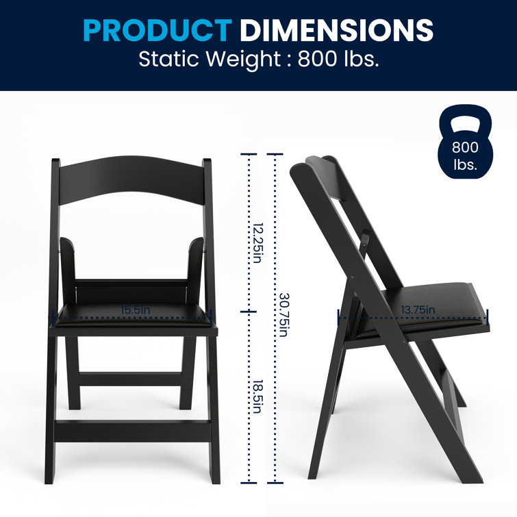 Black Resin Armless Folding Chair with Cushions - 2 Pack