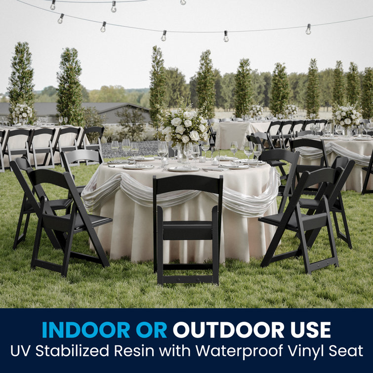 Black Resin Armless Folding Chair with Cushions - 2 Pack