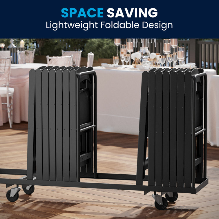 Black Resin Armless Folding Chair with Cushions - 2 Pack