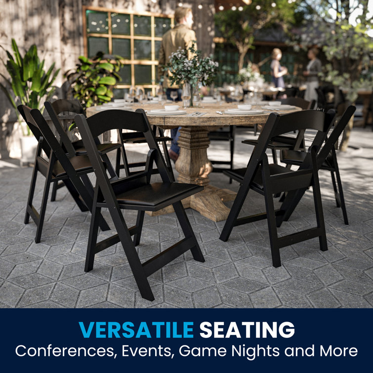 Black Resin Armless Folding Chair with Cushions - 2 Pack