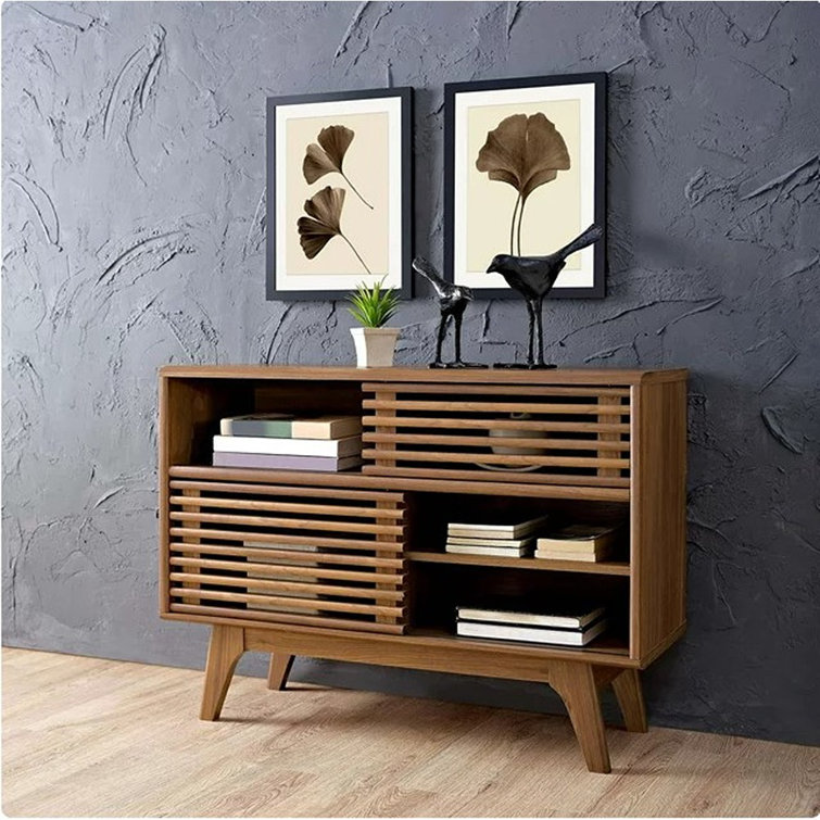 Modway Render 37.5'' Walnut Grain Console Table with Cabinet