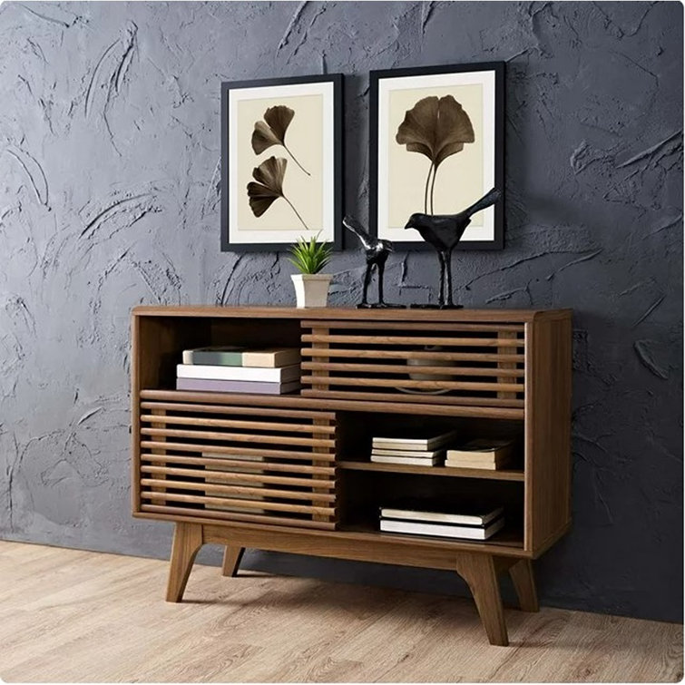 Modway Render 37.5'' Walnut Grain Console Table with Cabinet