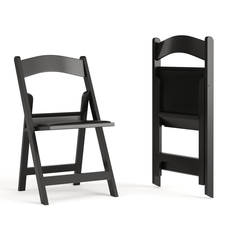 Black Resin Armless Folding Chair with Cushions - 2 Pack