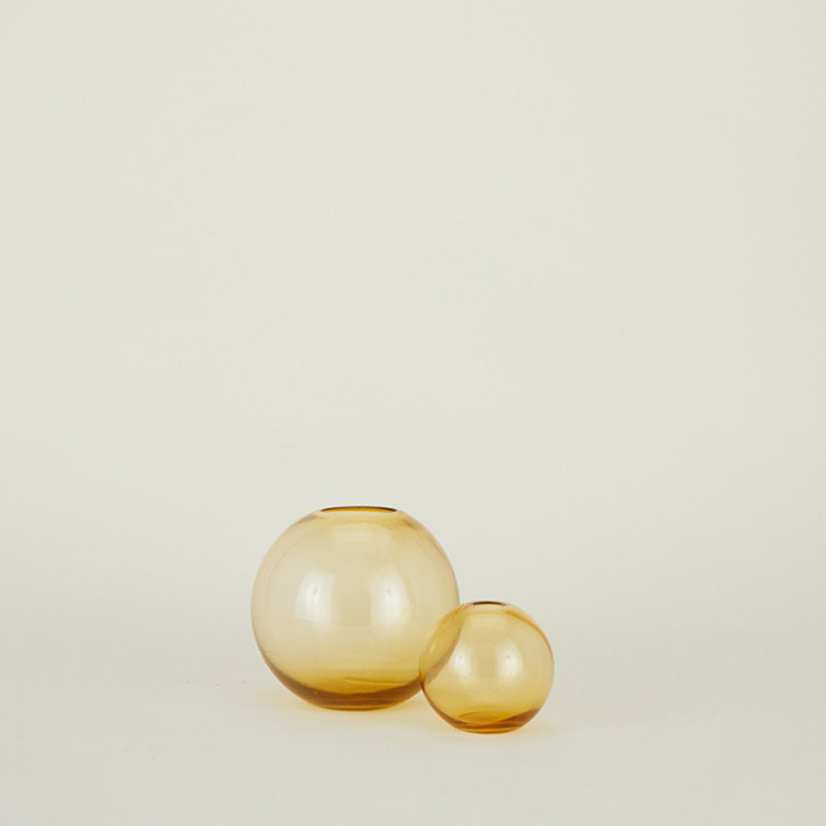 Amber Handblown Glass Sphere Table Vase