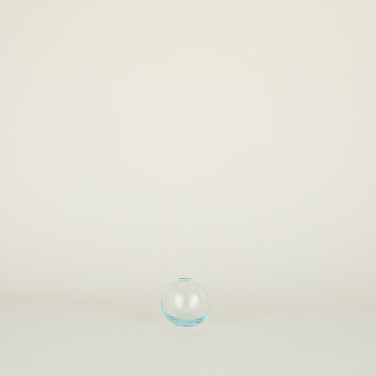 Small Sky Blue Hand-Blown Glass Sphere Vase