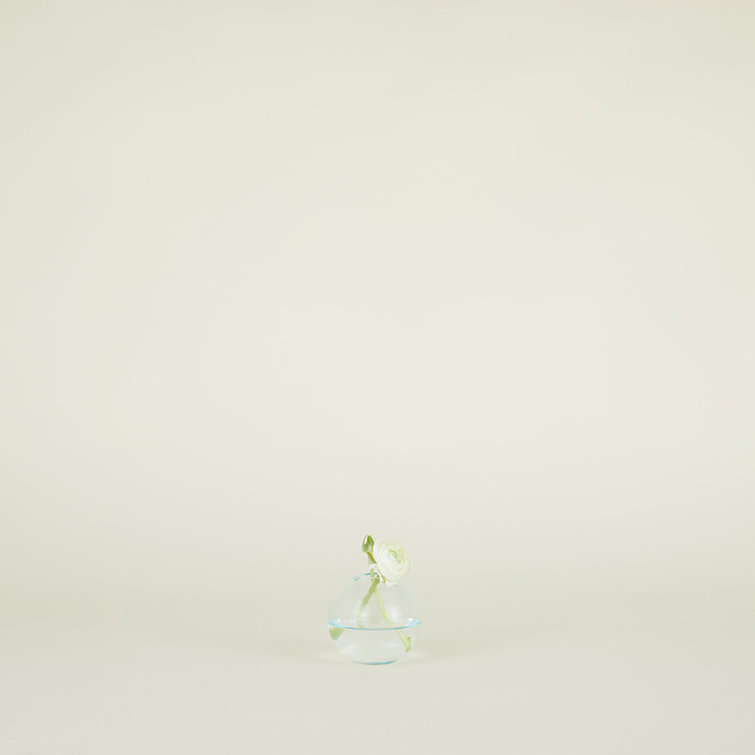 Small Sky Blue Hand-Blown Glass Sphere Vase