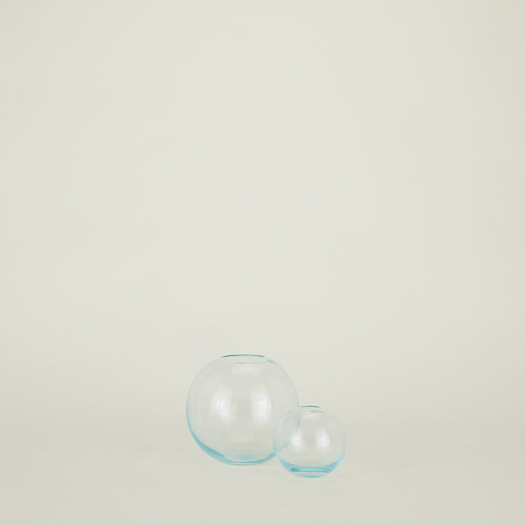 Small Sky Blue Hand-Blown Glass Sphere Vase