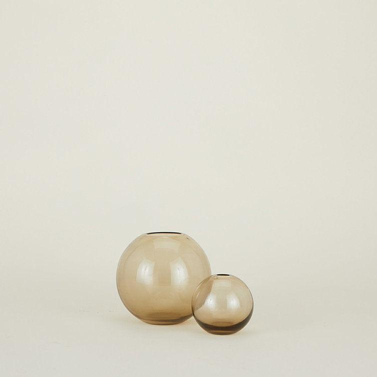 Handblown Smoke Glass Sphere Table Vase, 6"