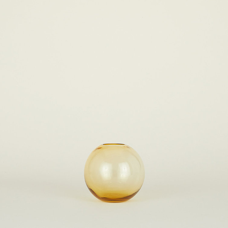 Amber Handblown Glass Sphere Table Vase