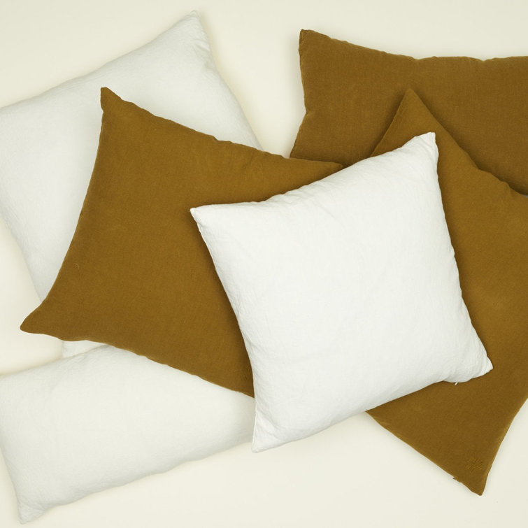 Bronze Embroidered Linen Lumbar Throw Pillow