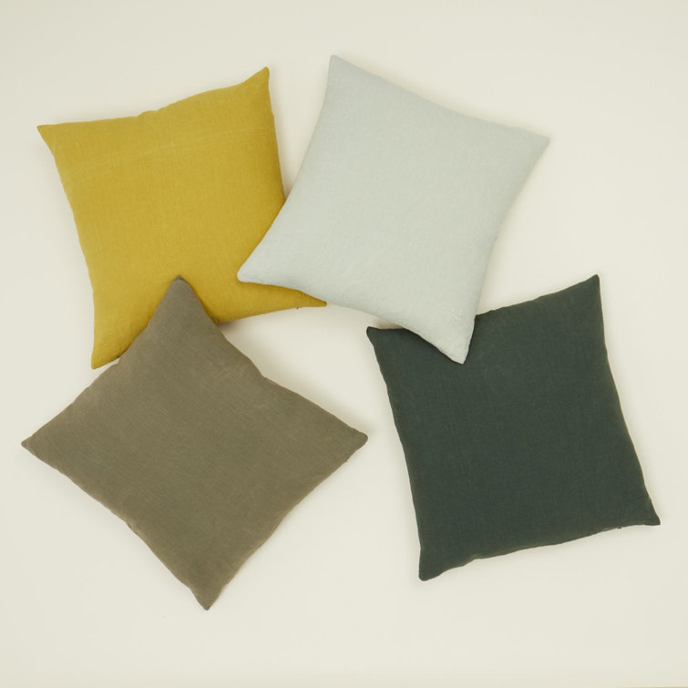 Olive Green 22" Square Linen Throw Pillow