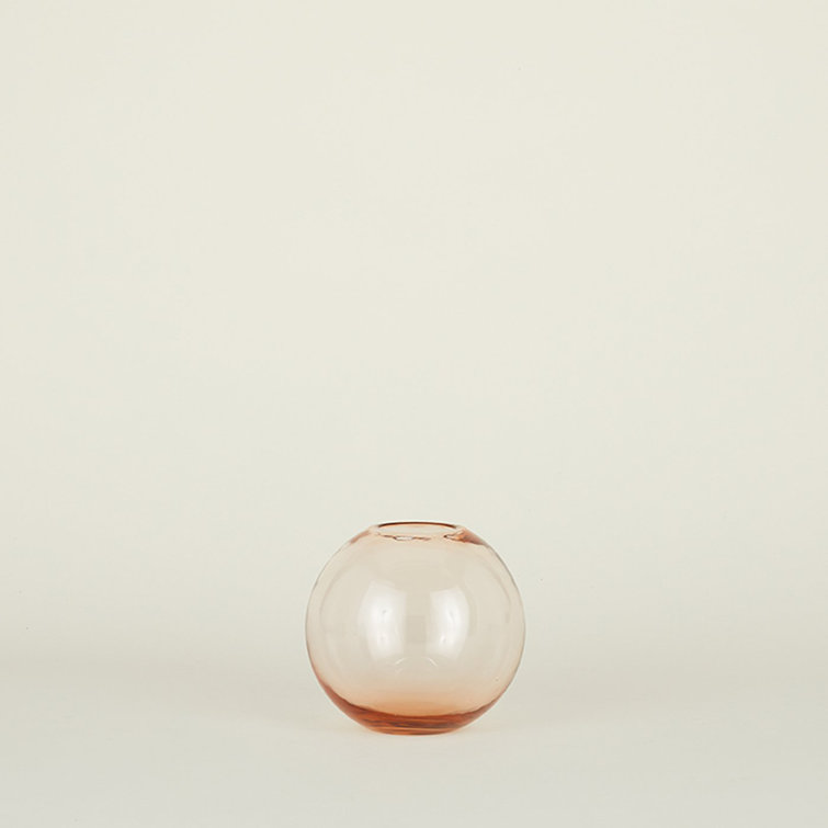 Large Blush Handblown Glass Sphere Vase
