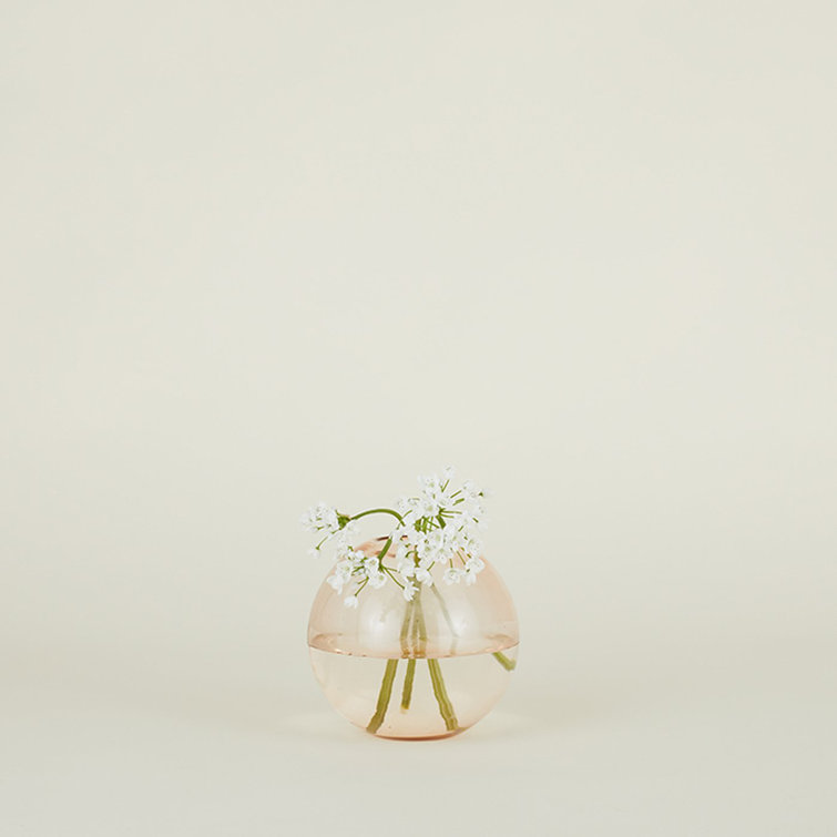 Large Blush Handblown Glass Sphere Vase