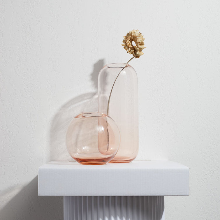 Large Blush Handblown Glass Sphere Vase