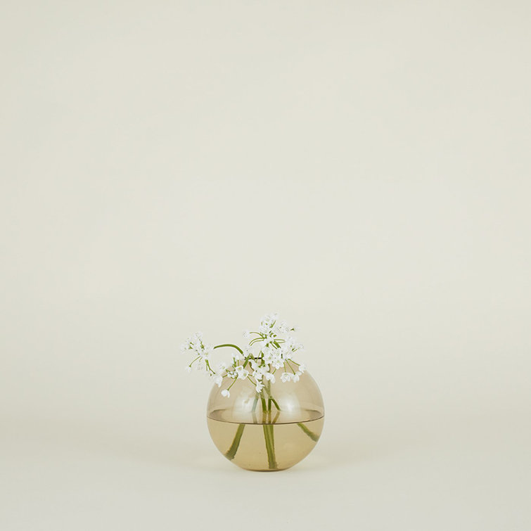 Handblown Smoke Glass Sphere Table Vase, 6"