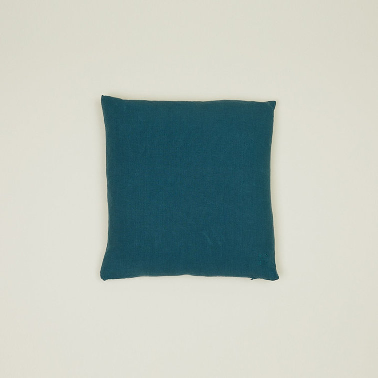 Peacock Blue Linen Square Throw Pillow 18x18