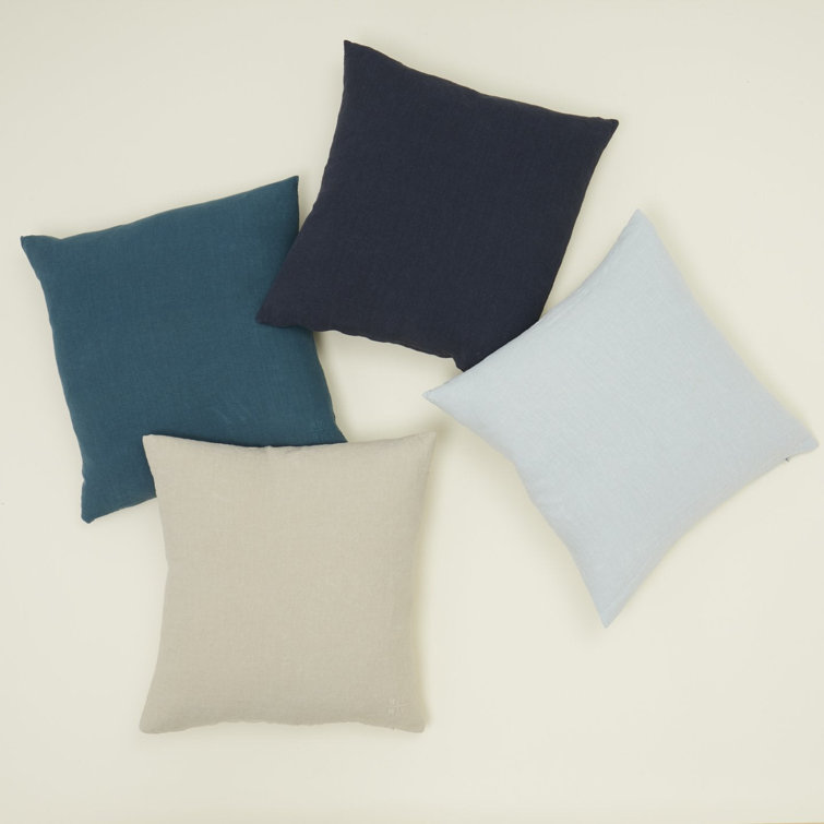 Peacock Blue Linen Square Throw Pillow 18x18