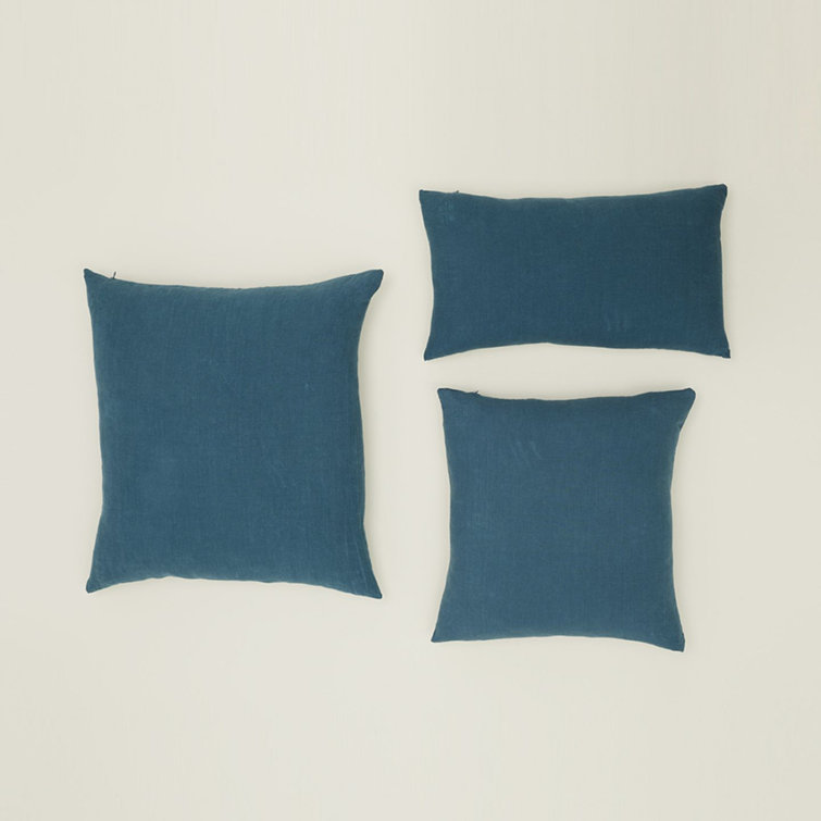 Simple Embroidered Linen Lumbar Throw Pillow
