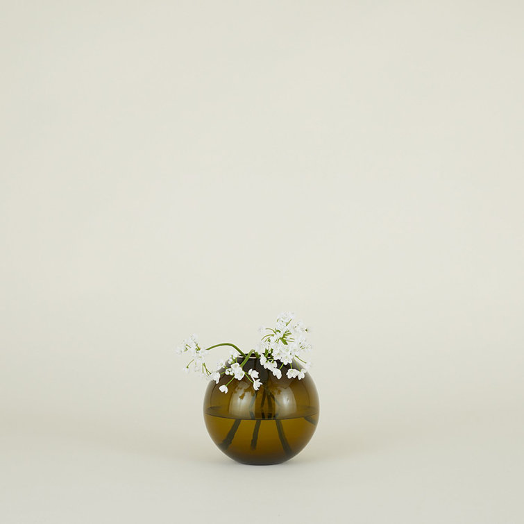 Olive Handblown Glass Sphere Table Vase
