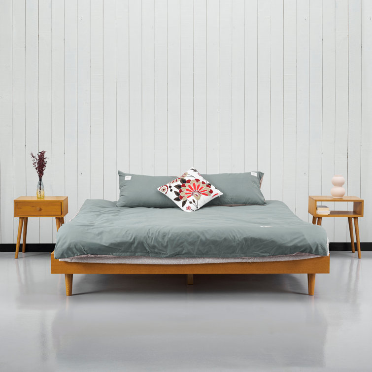 Queen Dark Walnut Wooden Bed Frame with Slats