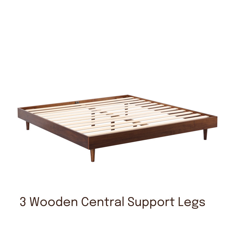Queen Dark Walnut Wooden Bed Frame with Slats