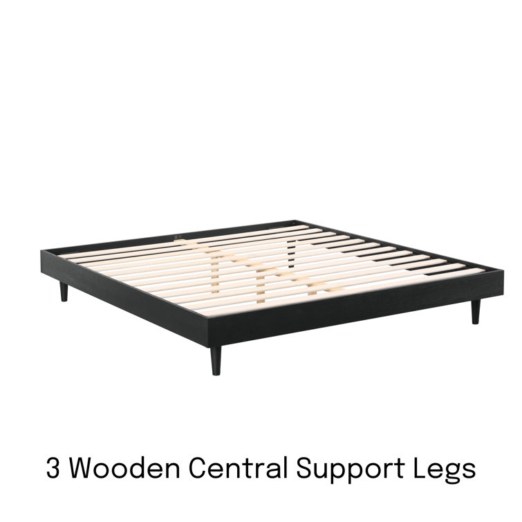 Queen Burnt Black Oak Wood Bed Frame with Silent Slats