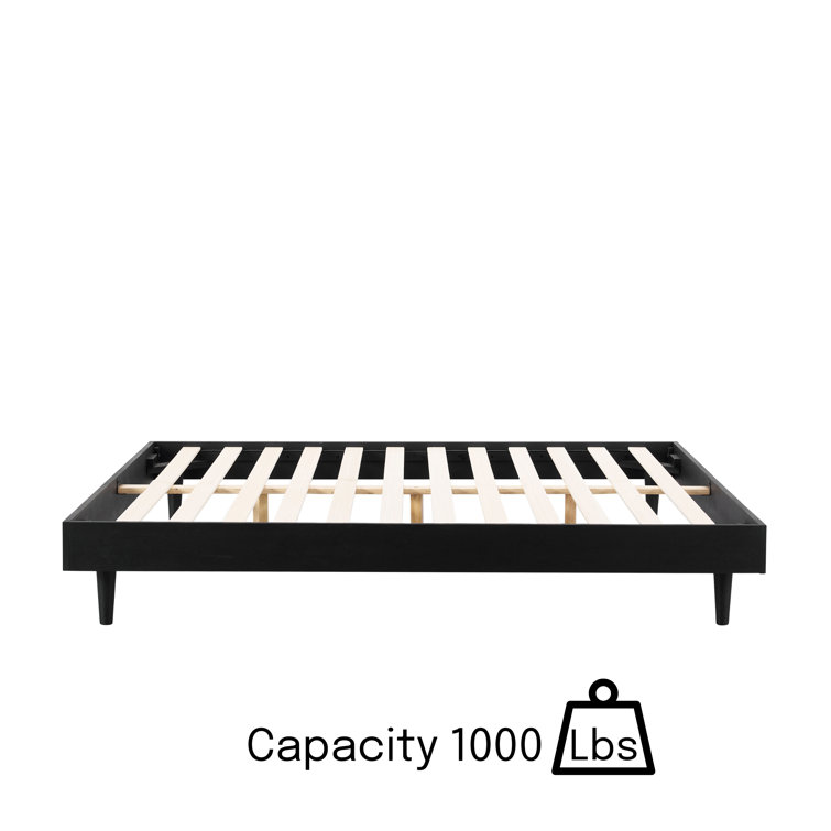 Queen Burnt Black Oak Wood Bed Frame with Silent Slats