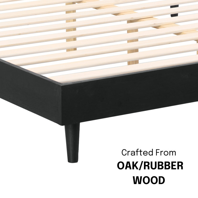 Queen Burnt Black Oak Wood Bed Frame with Silent Slats