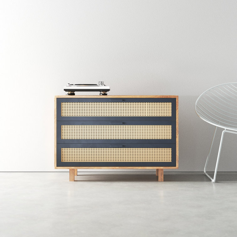 Ashton 39.5'' Scandinavian Brown Mango Wood & Woven Cane Chest