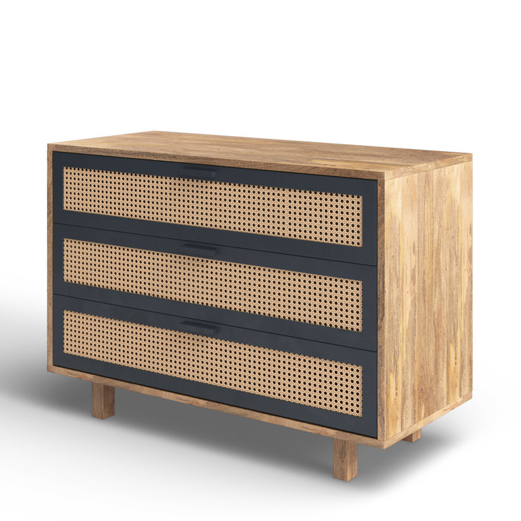Ashton 39.5'' Scandinavian Brown Mango Wood & Woven Cane Chest