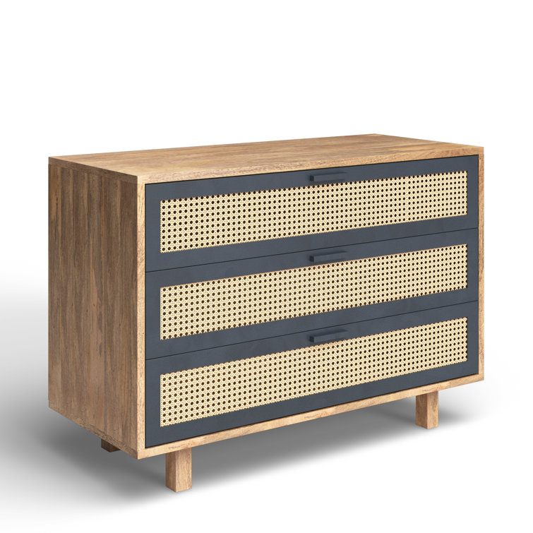 Ashton 39.5'' Scandinavian Brown Mango Wood & Woven Cane Chest