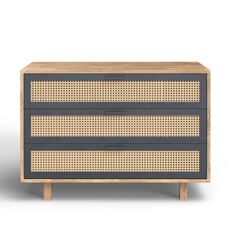 Ashton 39.5'' Scandinavian Brown Mango Wood & Woven Cane Chest