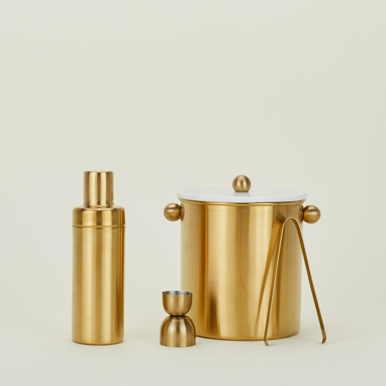 Gold Brass Coated Stainless Steel Ice Bucket with Lid