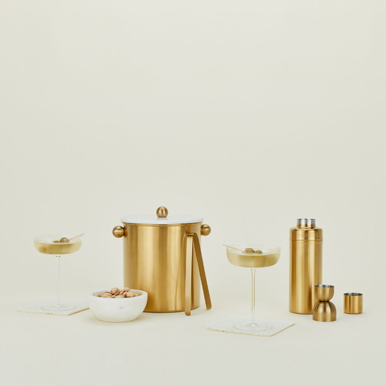 Gold Brass Coated Stainless Steel Ice Bucket with Lid