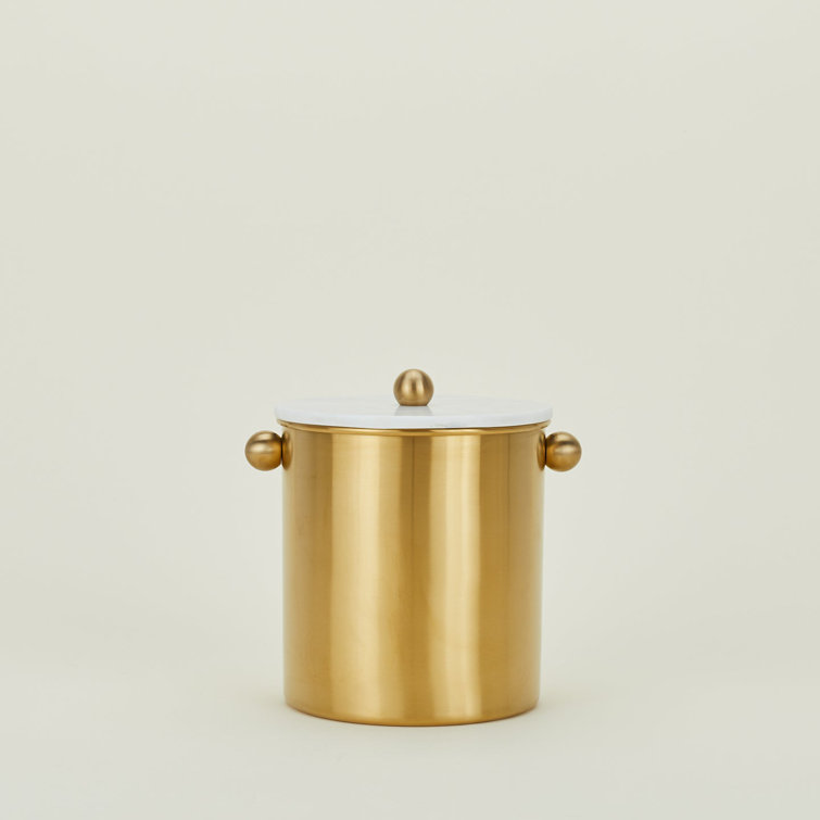 Gold Brass Coated Stainless Steel Ice Bucket with Lid