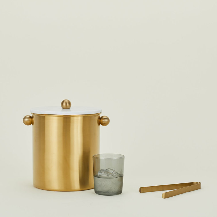 Gold Brass Coated Stainless Steel Ice Bucket with Lid