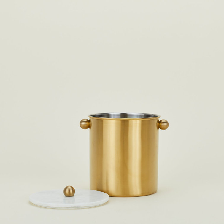 Gold Brass Coated Stainless Steel Ice Bucket with Lid
